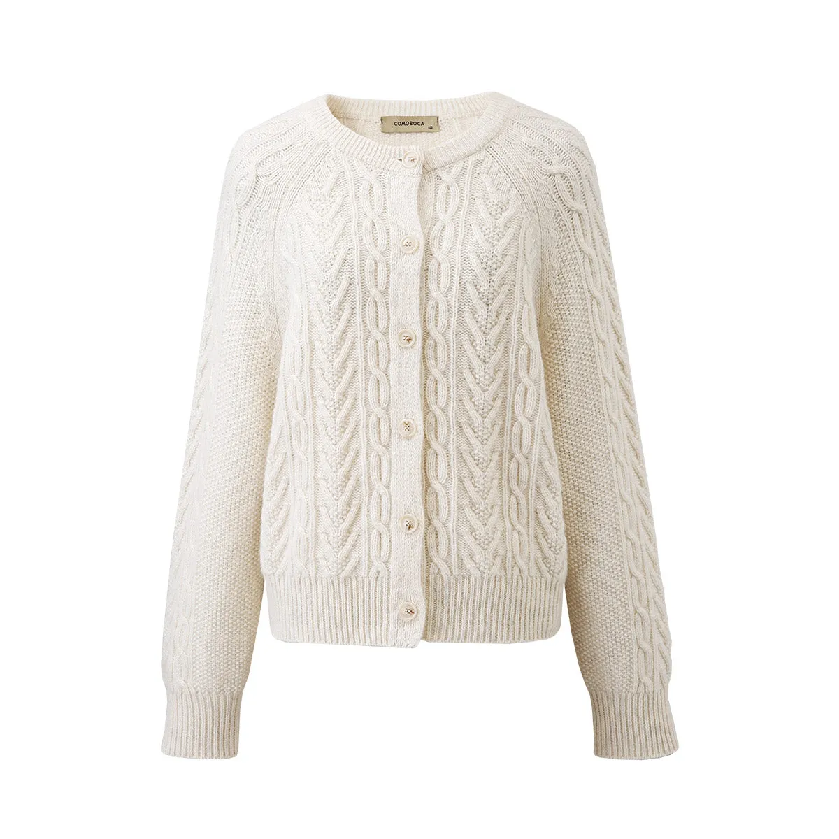 100% Wool Classic Cable Knit Button Cardigan