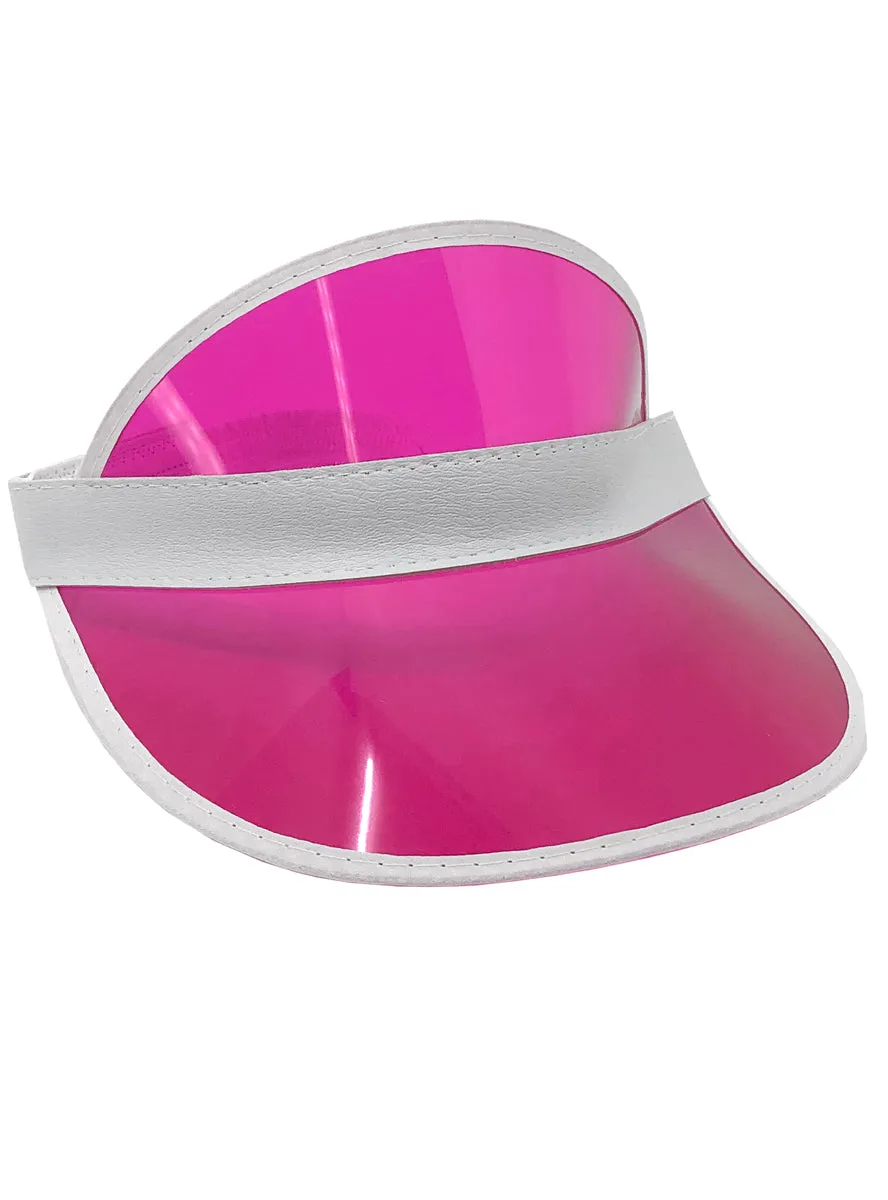 1980s Hot Pink Visor Adults Costume Hat