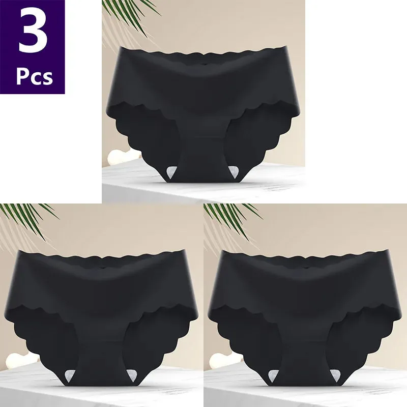 3 Pcs/set Solid Women Panties Ice Silk Underwear Traceless Panties Sexy Underwear Comfortable Breathable Panties Cotton Crotch