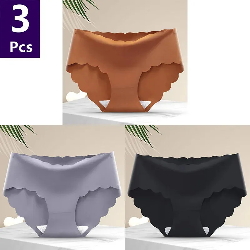 3 Pcs/set Solid Women Panties Ice Silk Underwear Traceless Panties Sexy Underwear Comfortable Breathable Panties Cotton Crotch