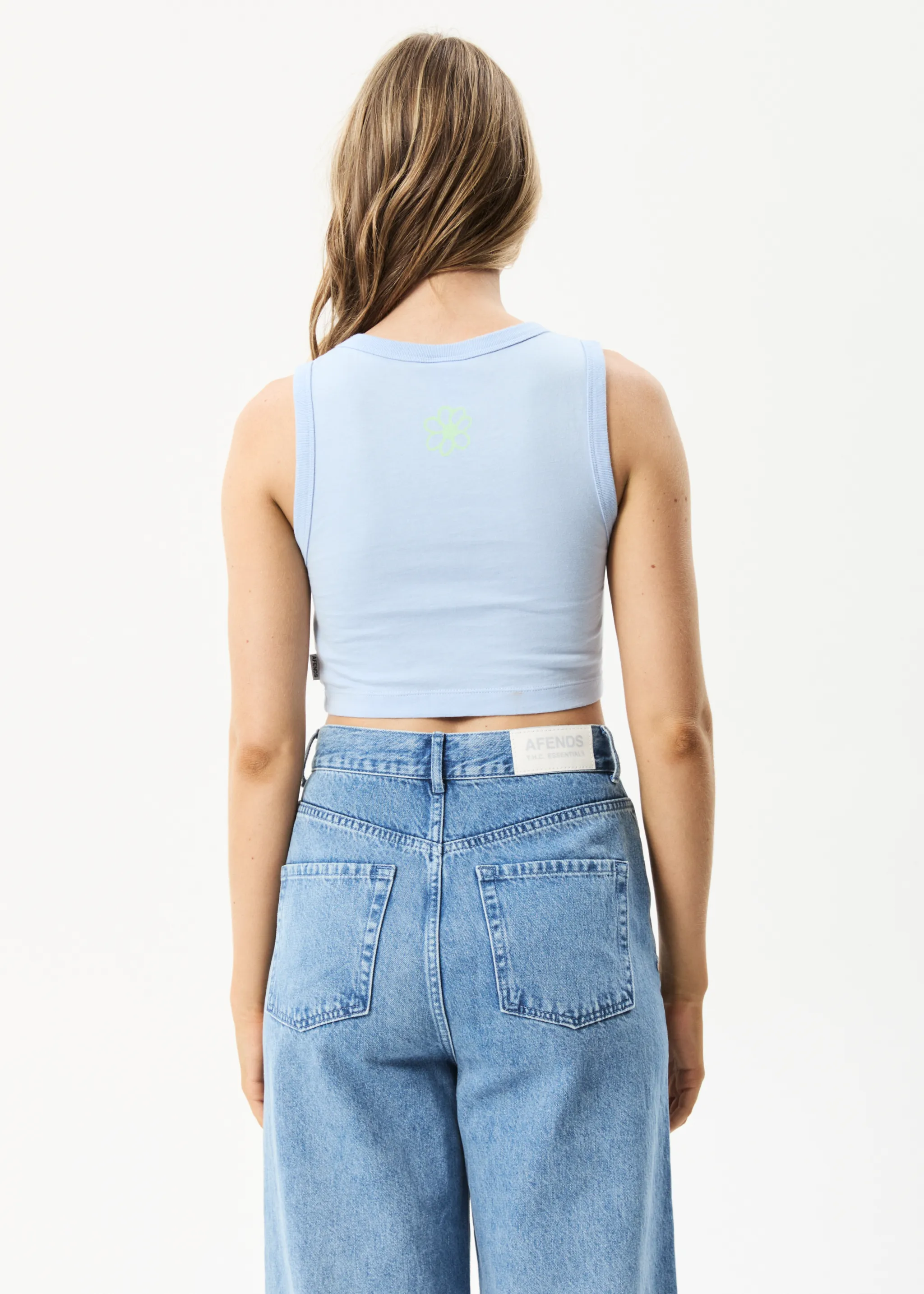 AFENDS Womens To Grow - Cropped Graphic Tank - Powder Blue