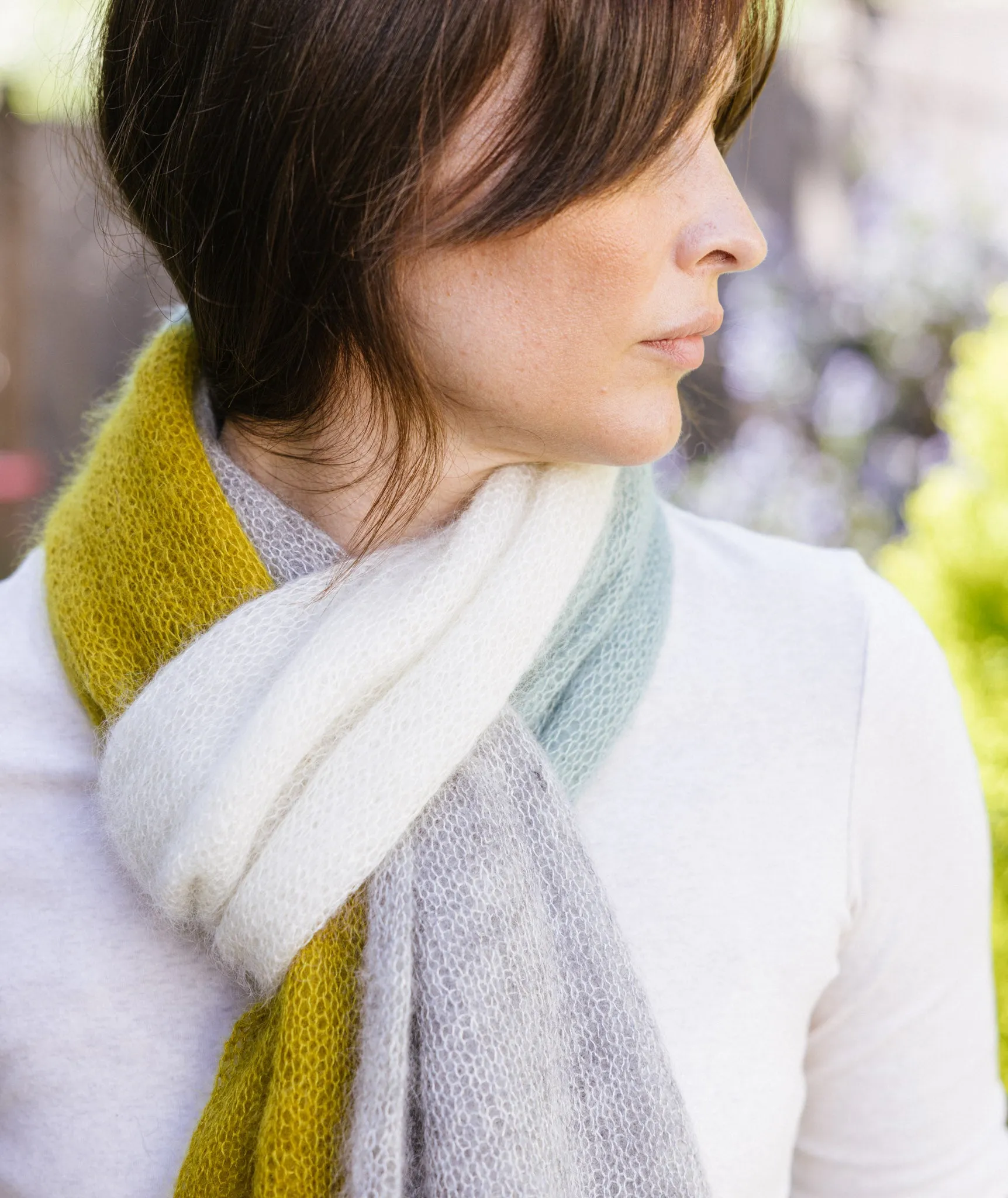 Alexandra's Airplane Scarf: Color-Blocked Version Using Isager Silk Mohair