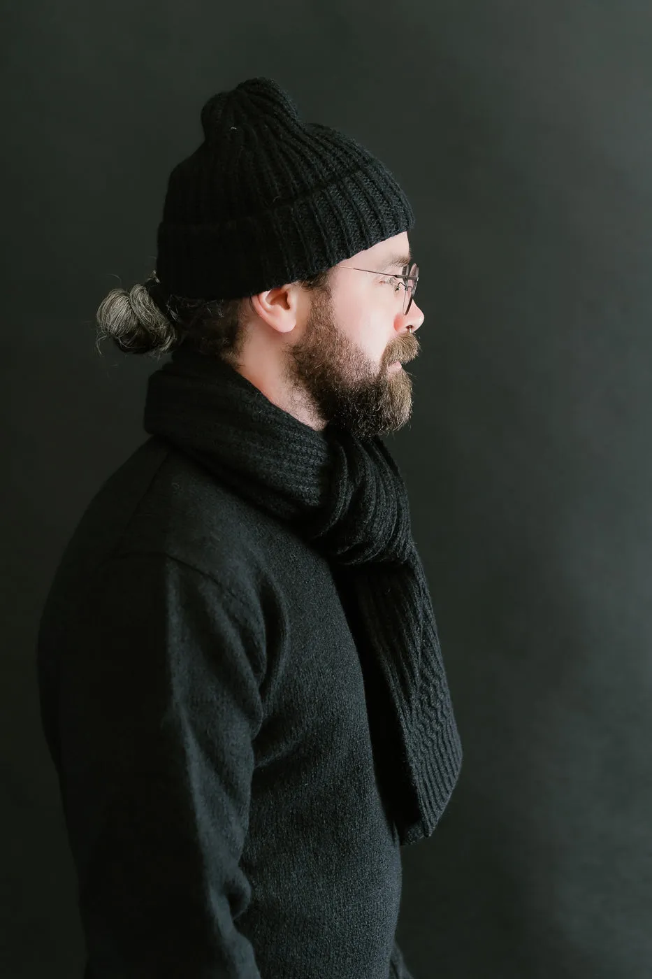 Alpaca Rib Scarf - Black