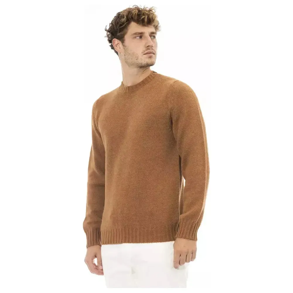 Alpha Studio Beige Alpaca Men Sweater