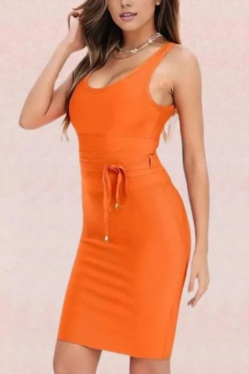 Amy Bandage Dress - Apricot Orange