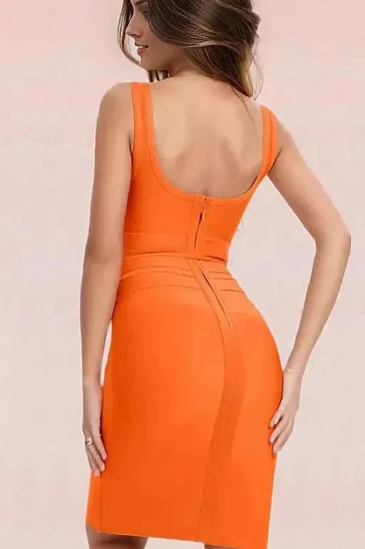 Amy Bandage Dress - Apricot Orange