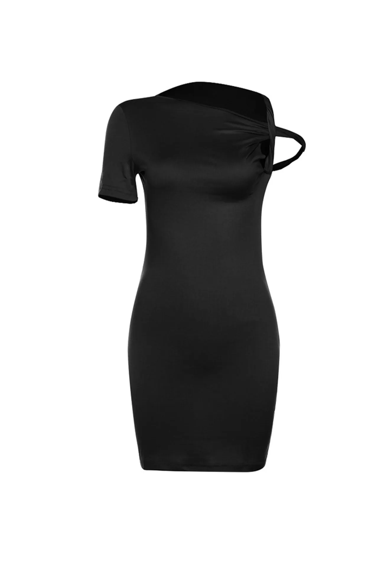 Asymmetrical Twist Bodycon Mini Dress