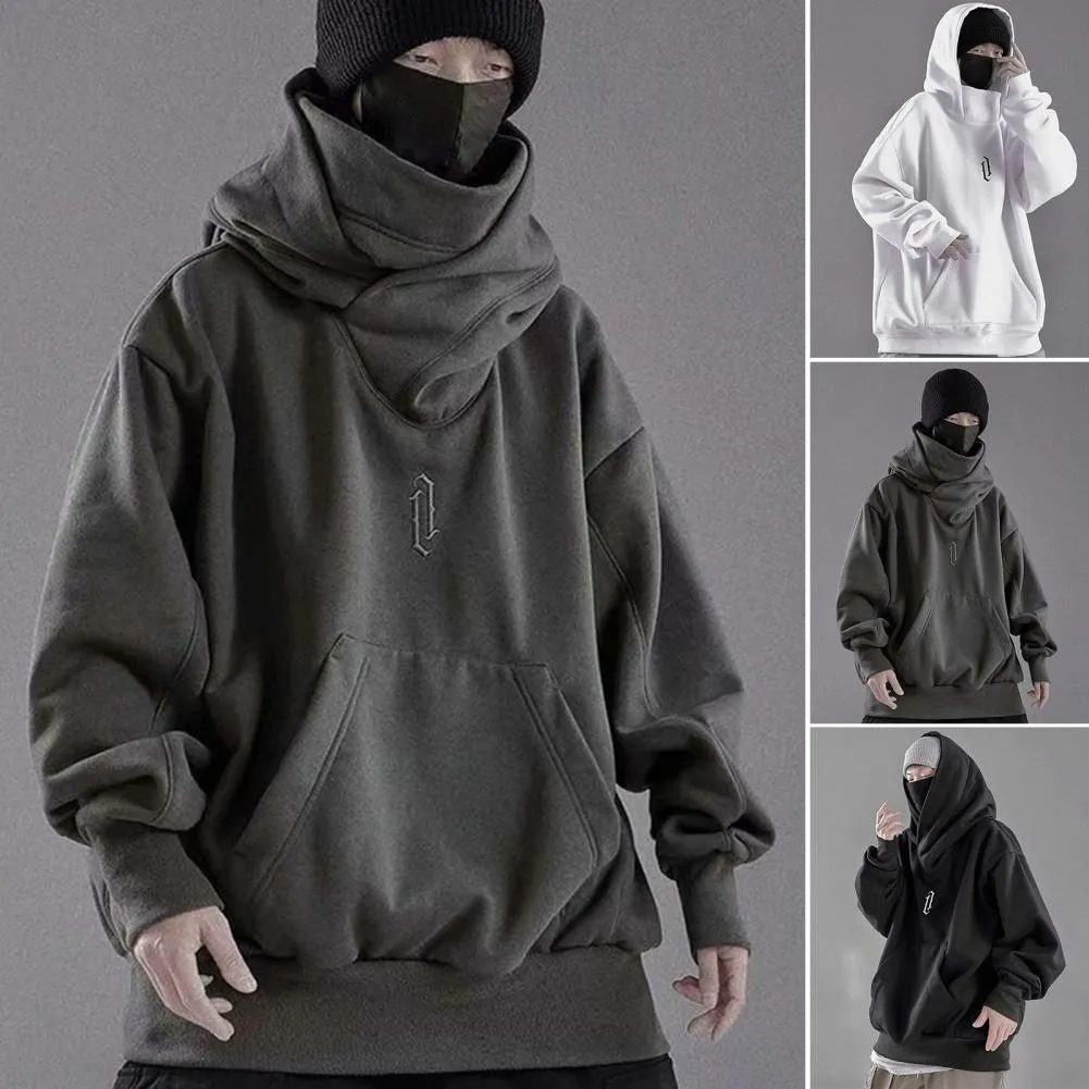 Autumn Hoodie Chic Turtleneck Winter Hoodie Streetwear Hoodie  Big Pocket Men Autumn Hoodie Men Clothing