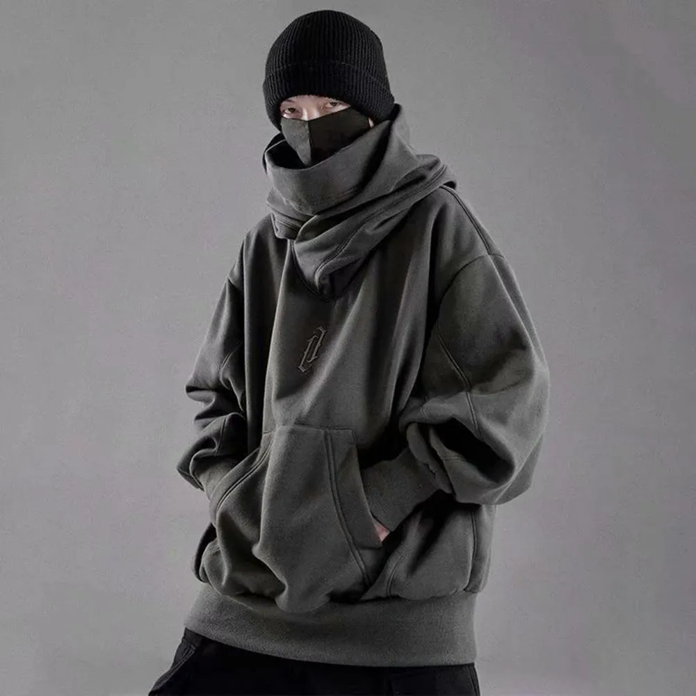 Autumn Hoodie Chic Turtleneck Winter Hoodie Streetwear Hoodie  Big Pocket Men Autumn Hoodie Men Clothing