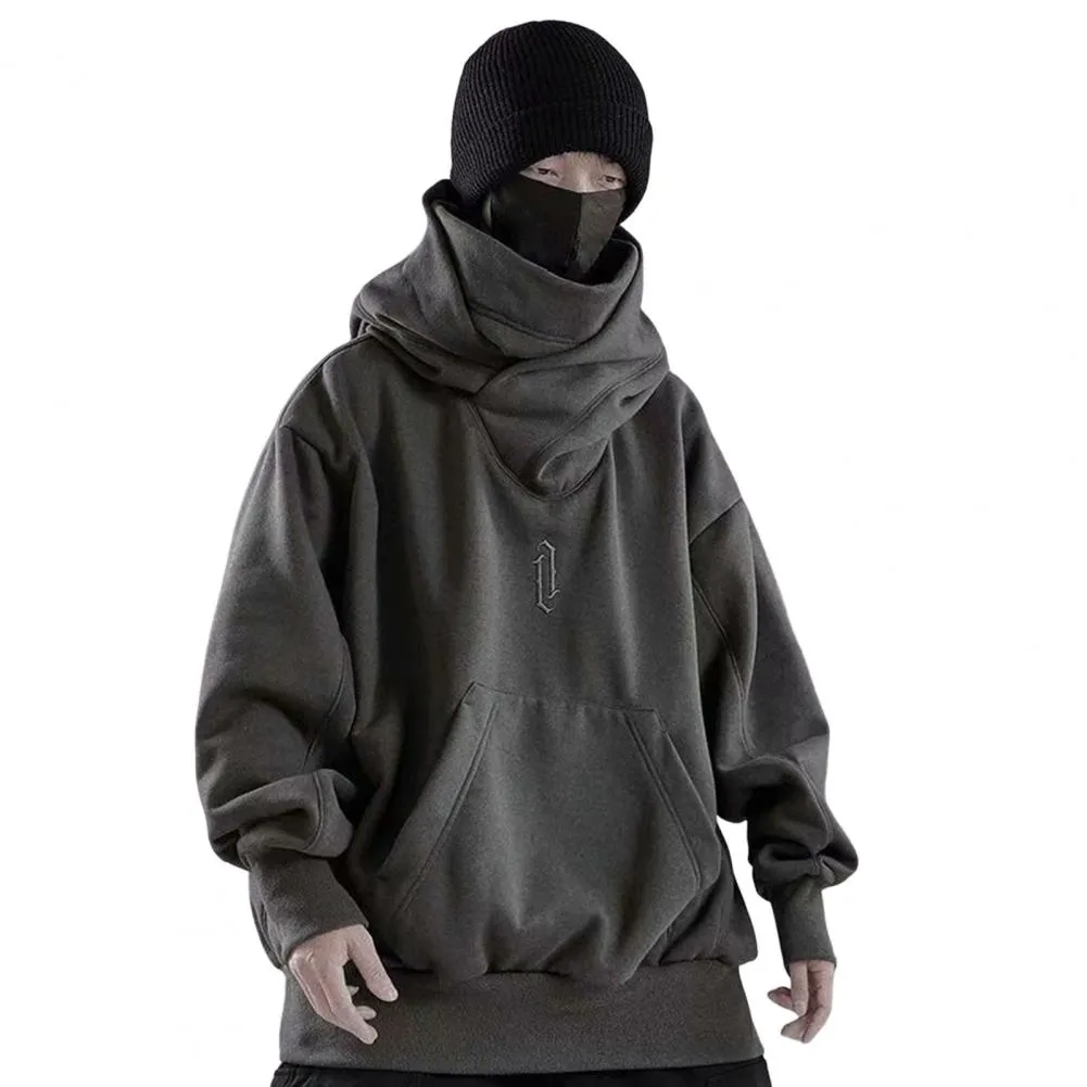 Autumn Hoodie Chic Turtleneck Winter Hoodie Streetwear Hoodie  Big Pocket Men Autumn Hoodie Men Clothing