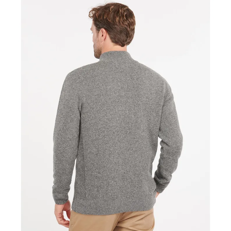 Barbour Tisbury Luxury Wool-Silk Blend Half-Zip Sweater: Tweed-Fleck Comfort MKN1187GY12 GREY