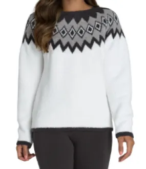 BAREFOOT DREAMS - Cozychic Women's Nordic Pullover in White Multi