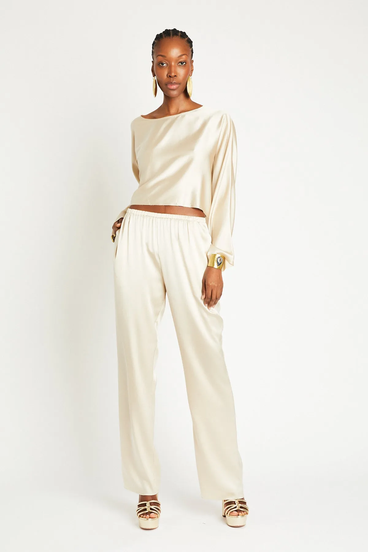   Beryll Liz Silk Pants | Latte