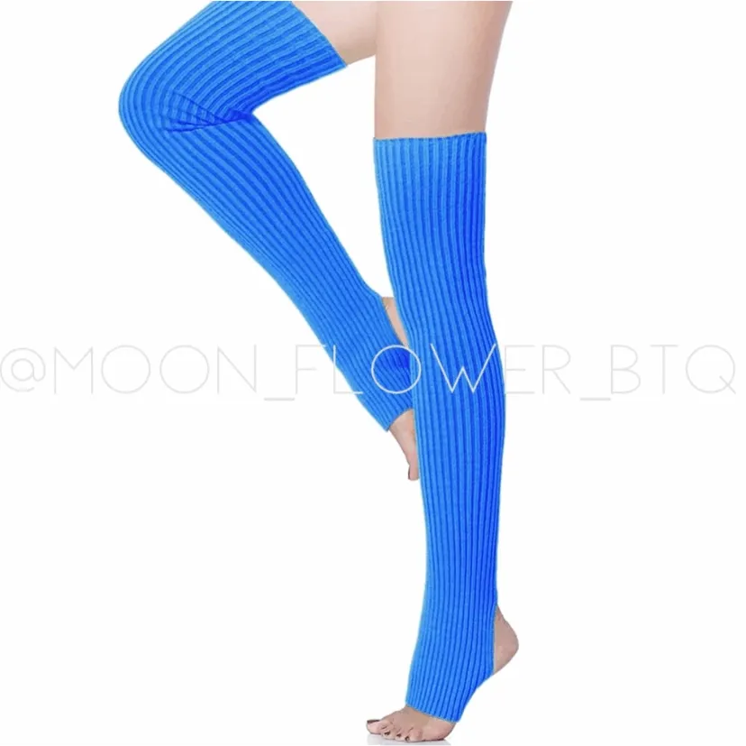 Blue Leg Warmers Toeless Yoga Dance Socks