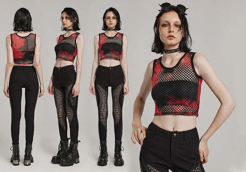 Blythe Fishnet [Black/Red] | CROPPED TANK TOP*