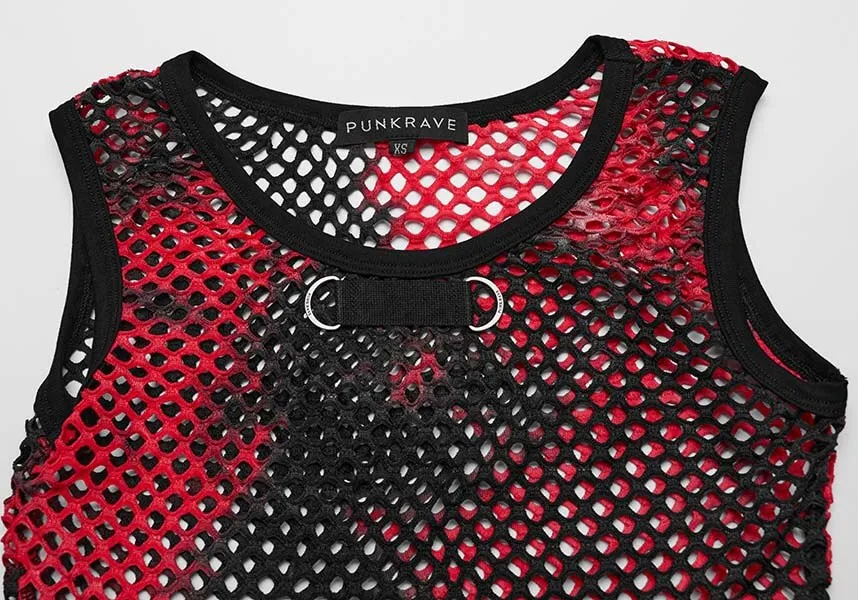 Blythe Fishnet [Black/Red] | CROPPED TANK TOP*