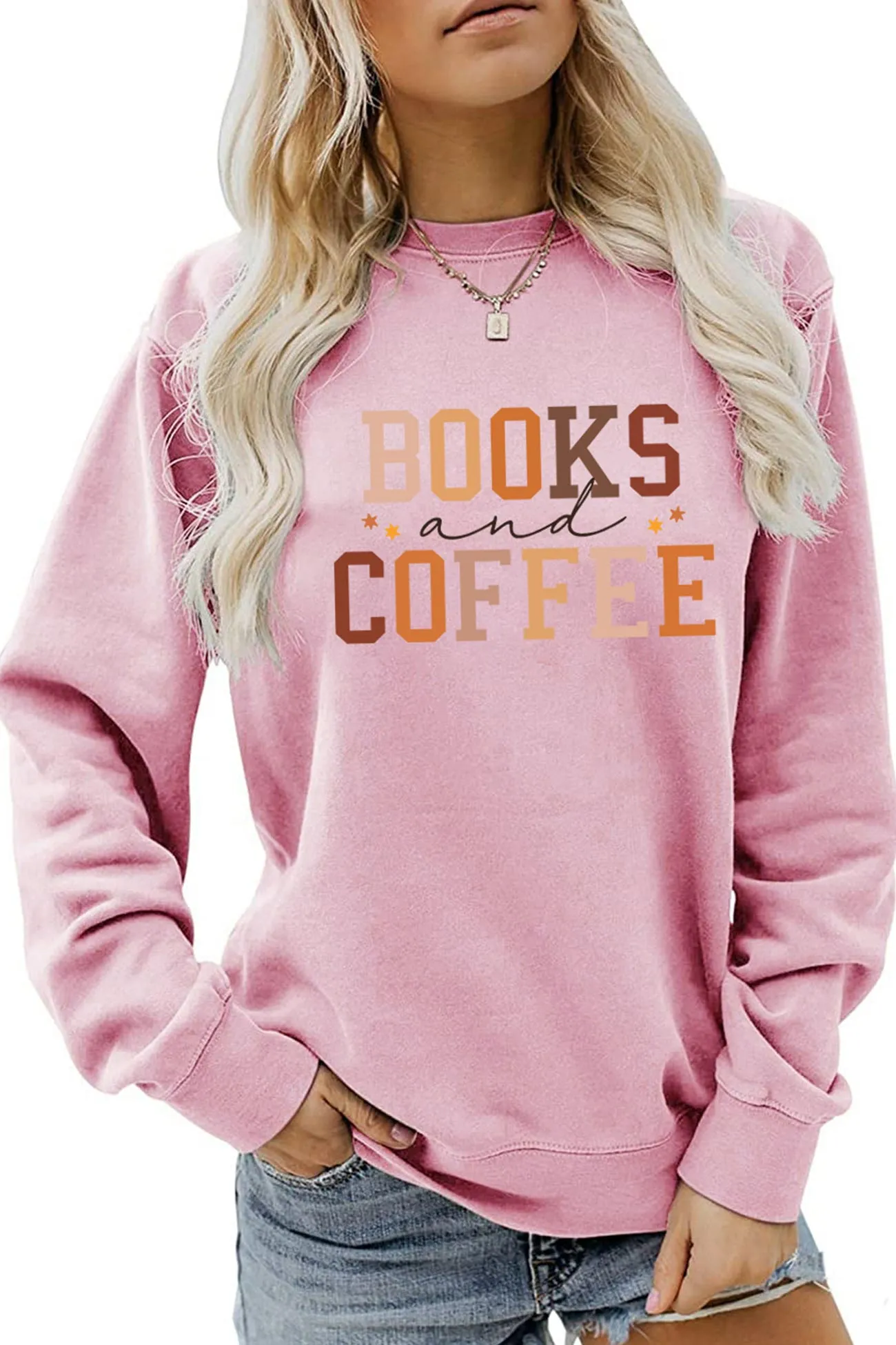 Books Coffee Letter Printed Sweatshirts