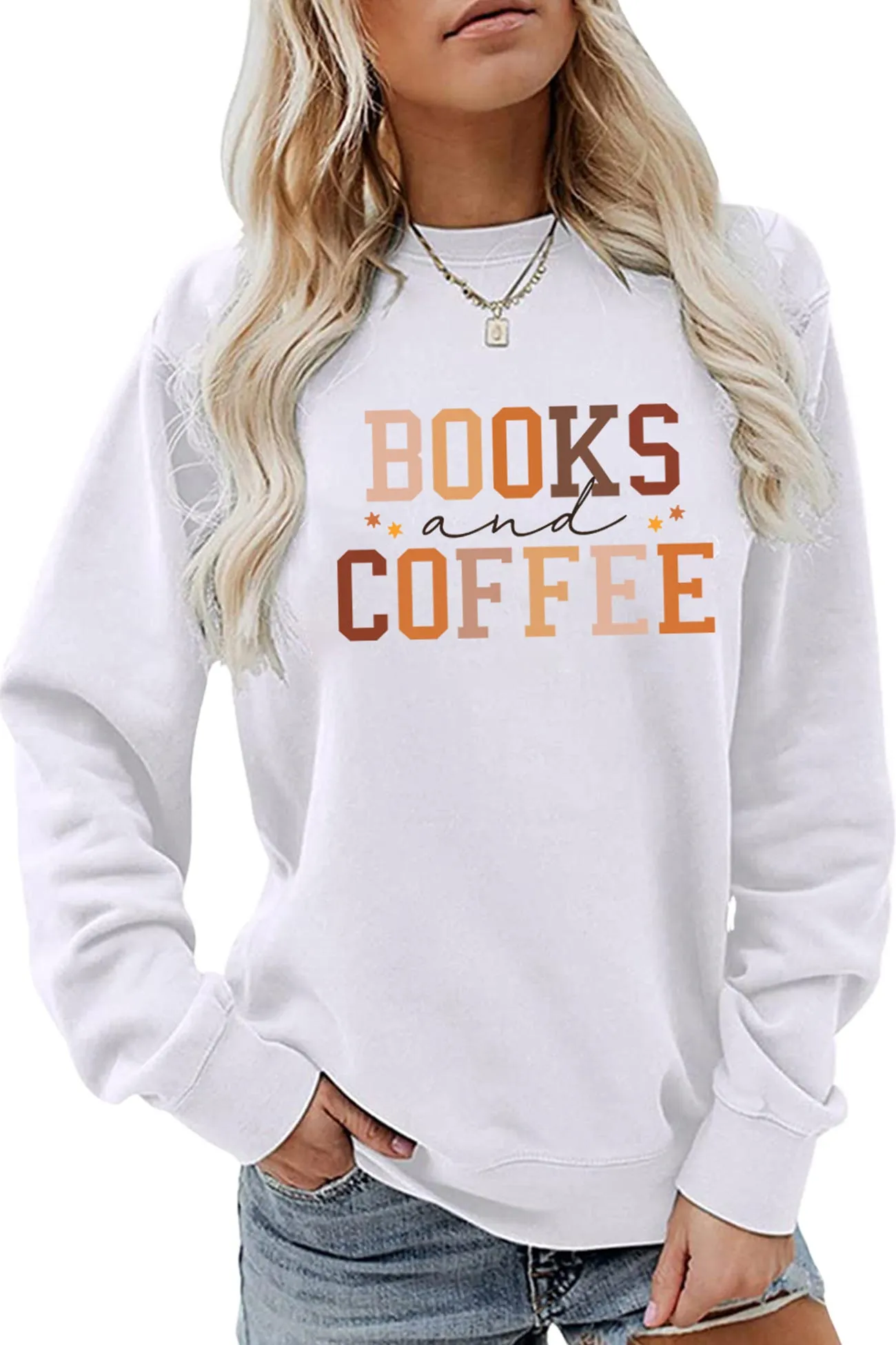 Books Coffee Letter Printed Sweatshirts