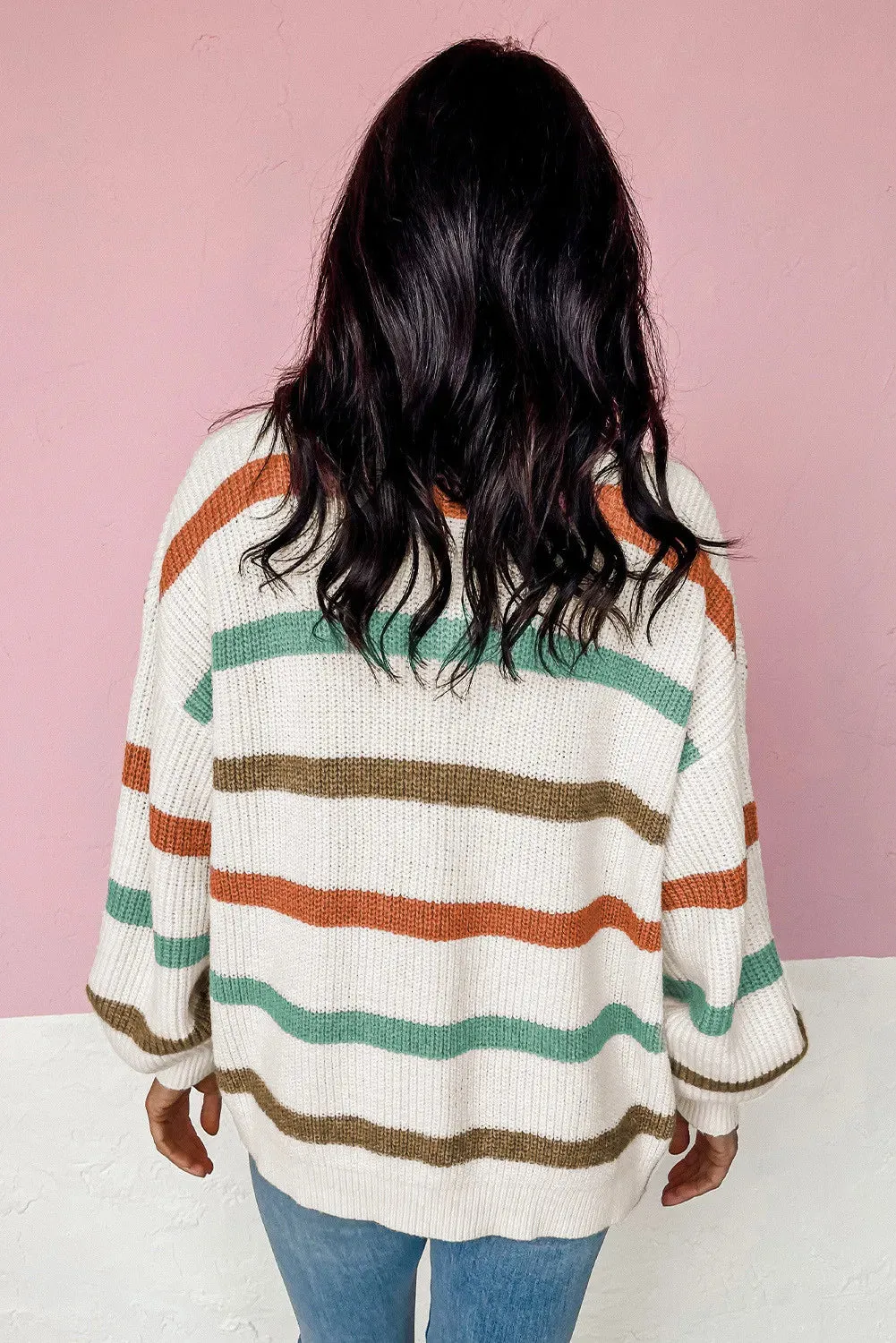 Brailee Pocketed Stripe Sweater Cardigan