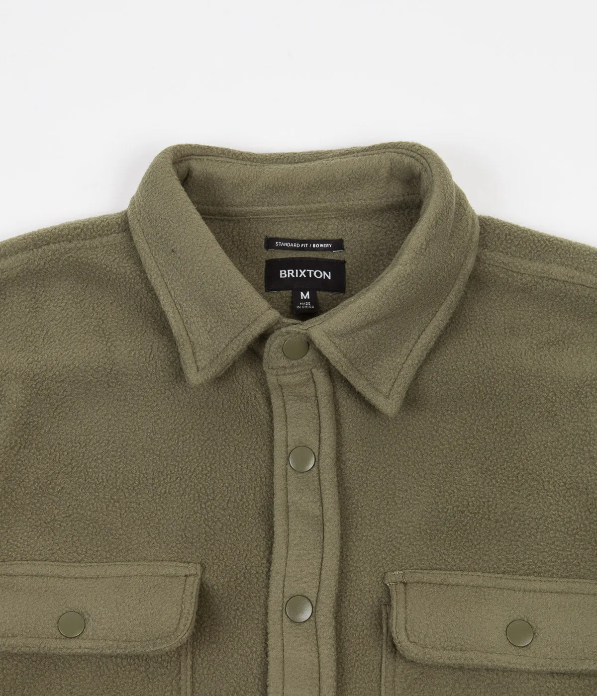 Brixton Bowery Fleece Long Sleeve Flannel Shirt - Military Olive