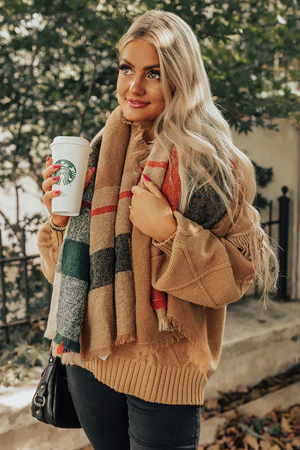 Brooklyn Bridge Blanket Scarf in Khaki