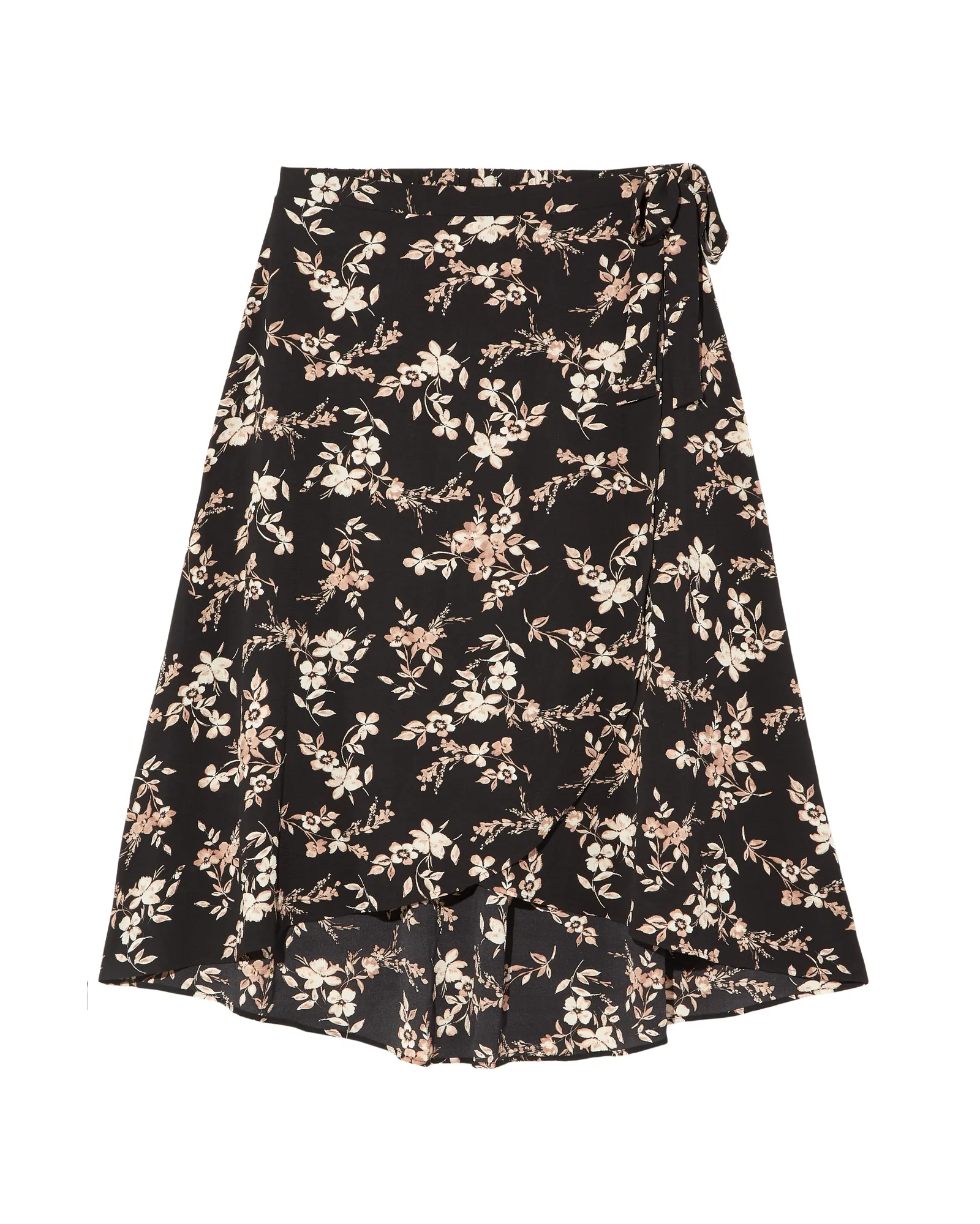 Buttercup High-Low Faux Wrap Skirt | Black / Pink