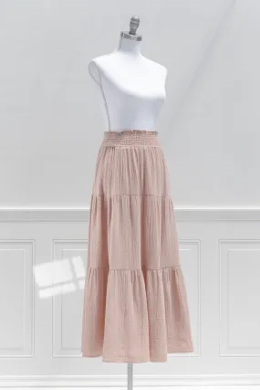 Calliope Cotton Maxi Skirt - Light Brown