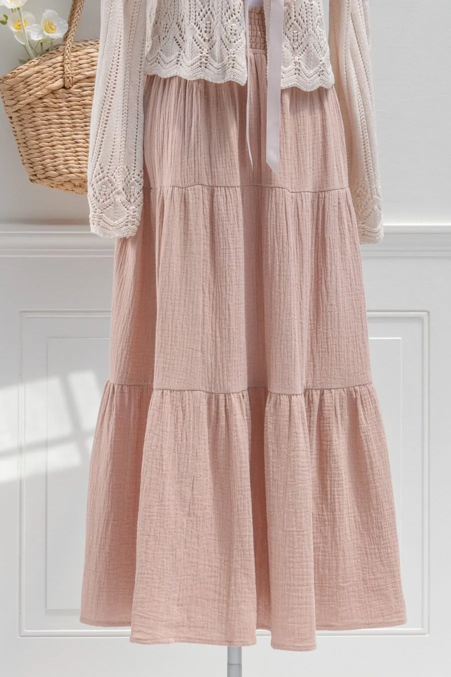 Calliope Cotton Maxi Skirt - Light Brown