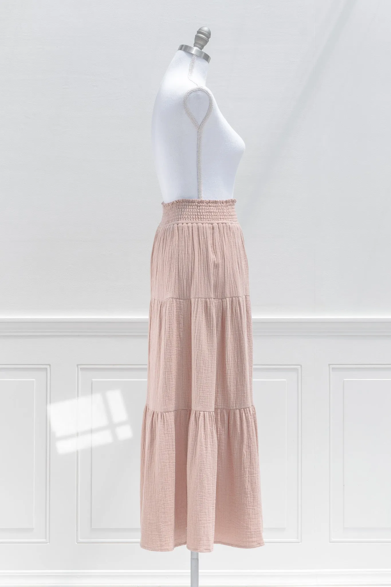 Calliope Cotton Maxi Skirt - Light Brown