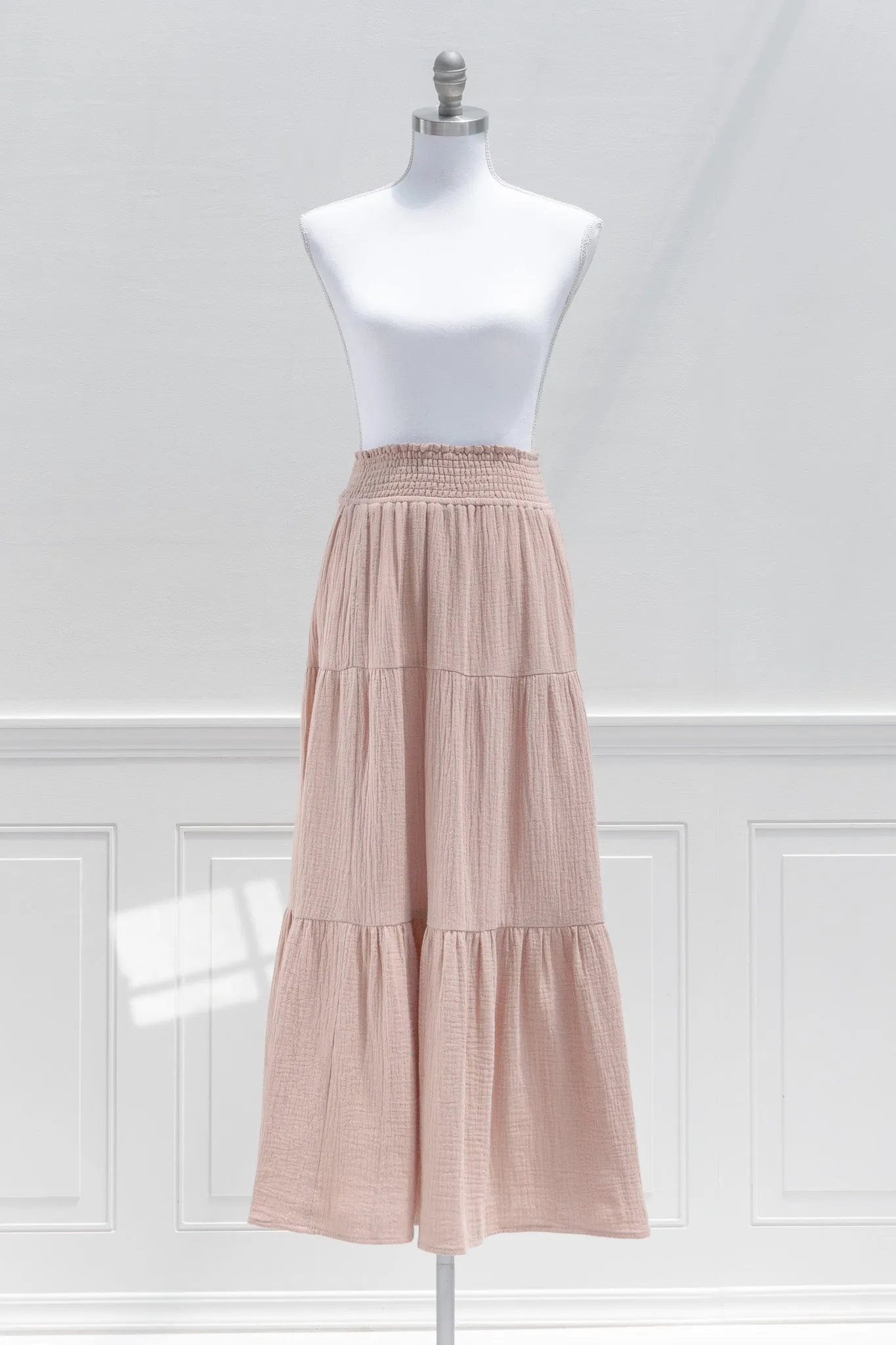 Calliope Cotton Maxi Skirt - Light Brown