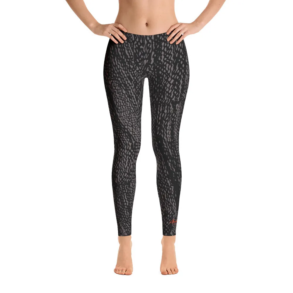 Charcoal Grey Tire Scribble Leggings