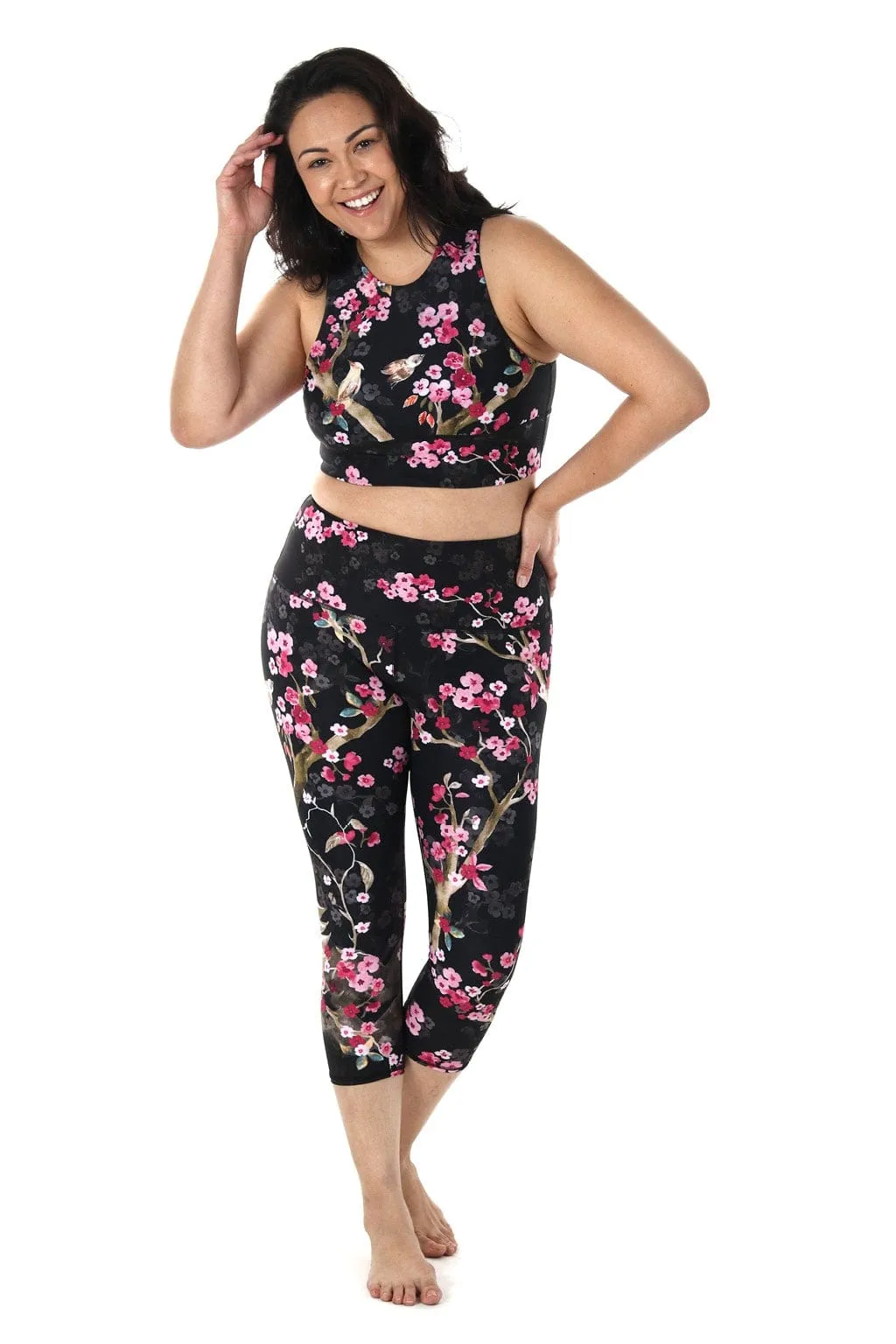 Cherry Bloomin Printed Yoga Crops