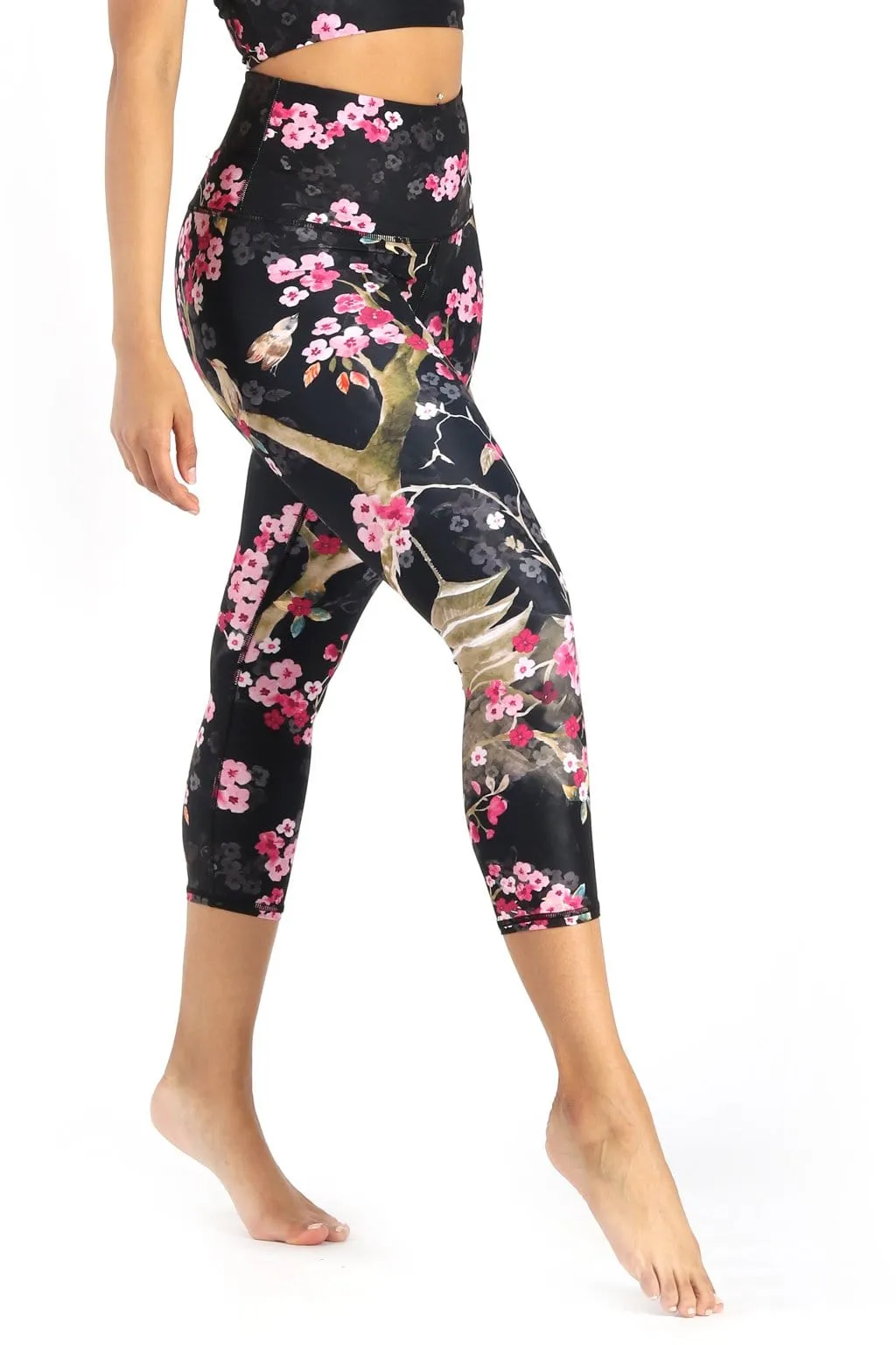 Cherry Bloomin Printed Yoga Crops