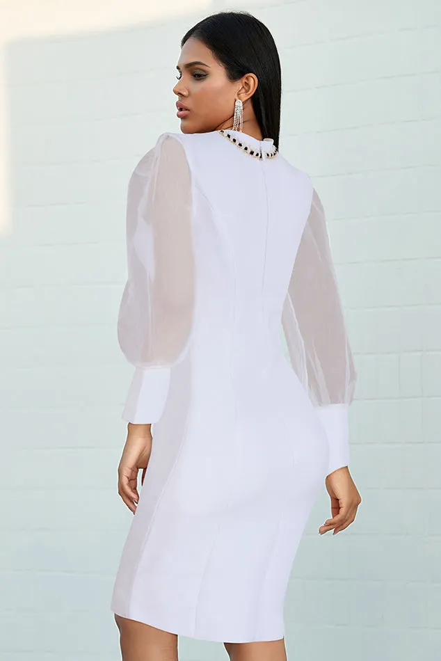 Chic White Long Sleeve Party Homecoming Dress