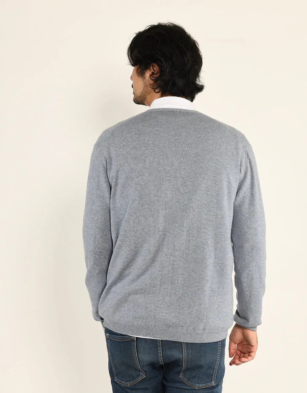 Classic Men's Cardigan in Grey Marl