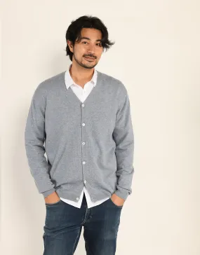 Classic Men's Cardigan in Grey Marl