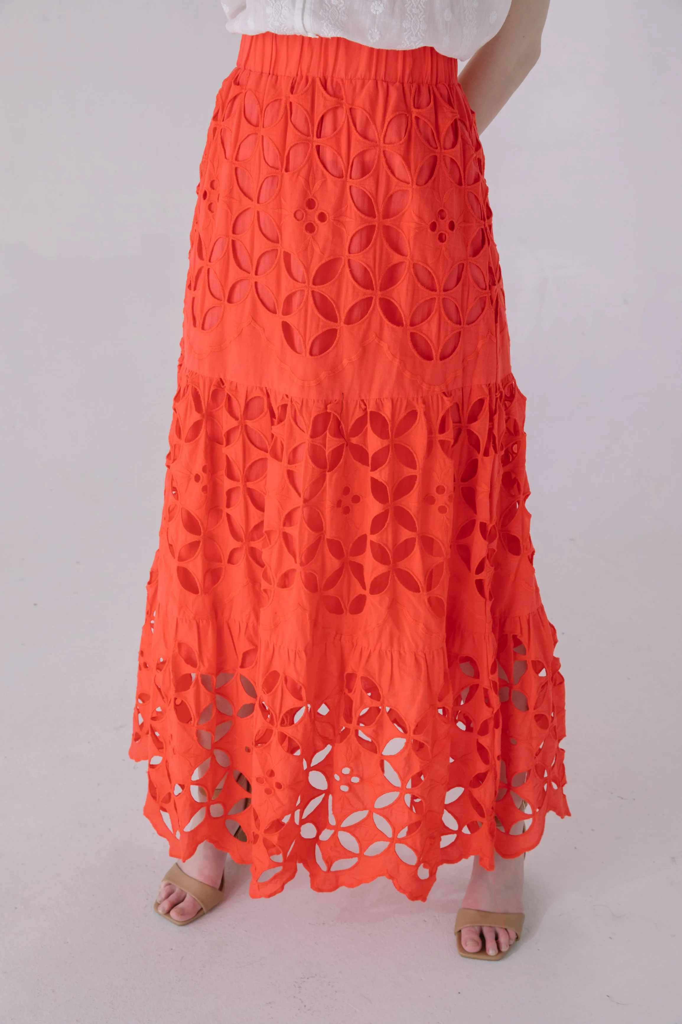 Coral Cutout Maxi Skirt