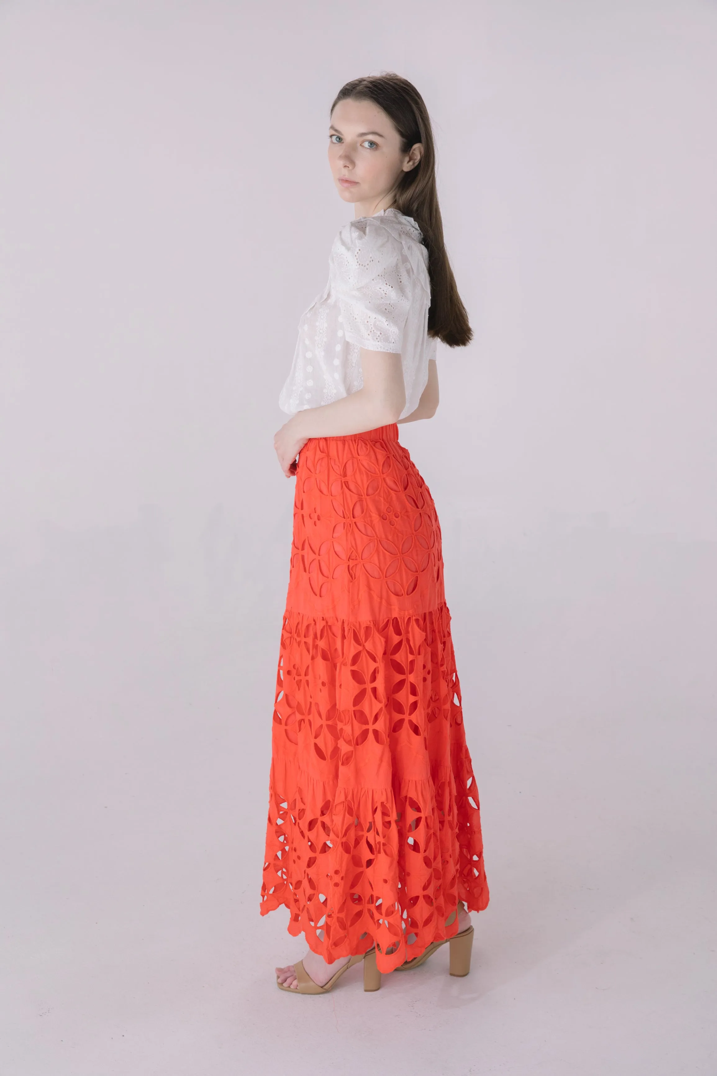 Coral Cutout Maxi Skirt