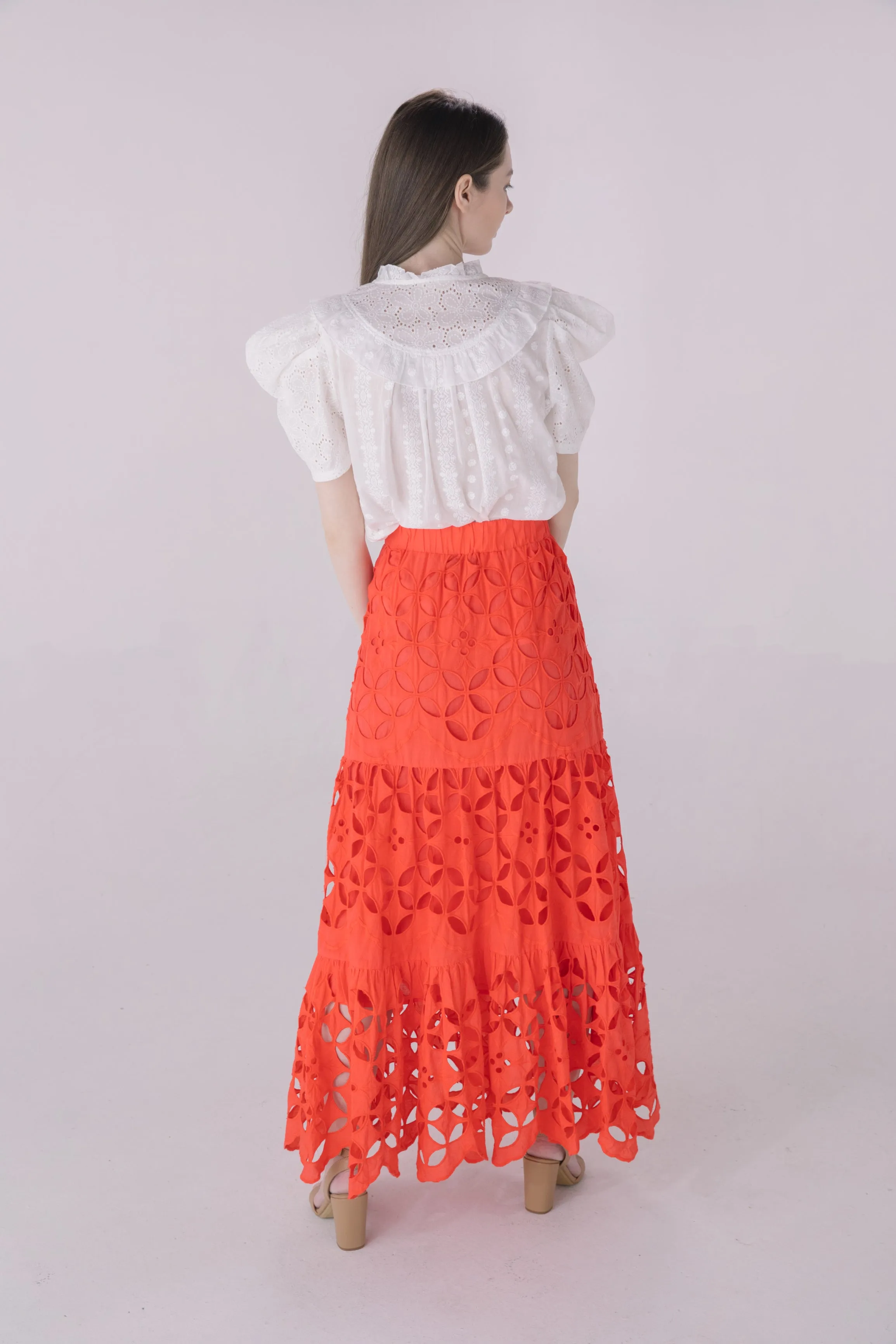 Coral Cutout Maxi Skirt