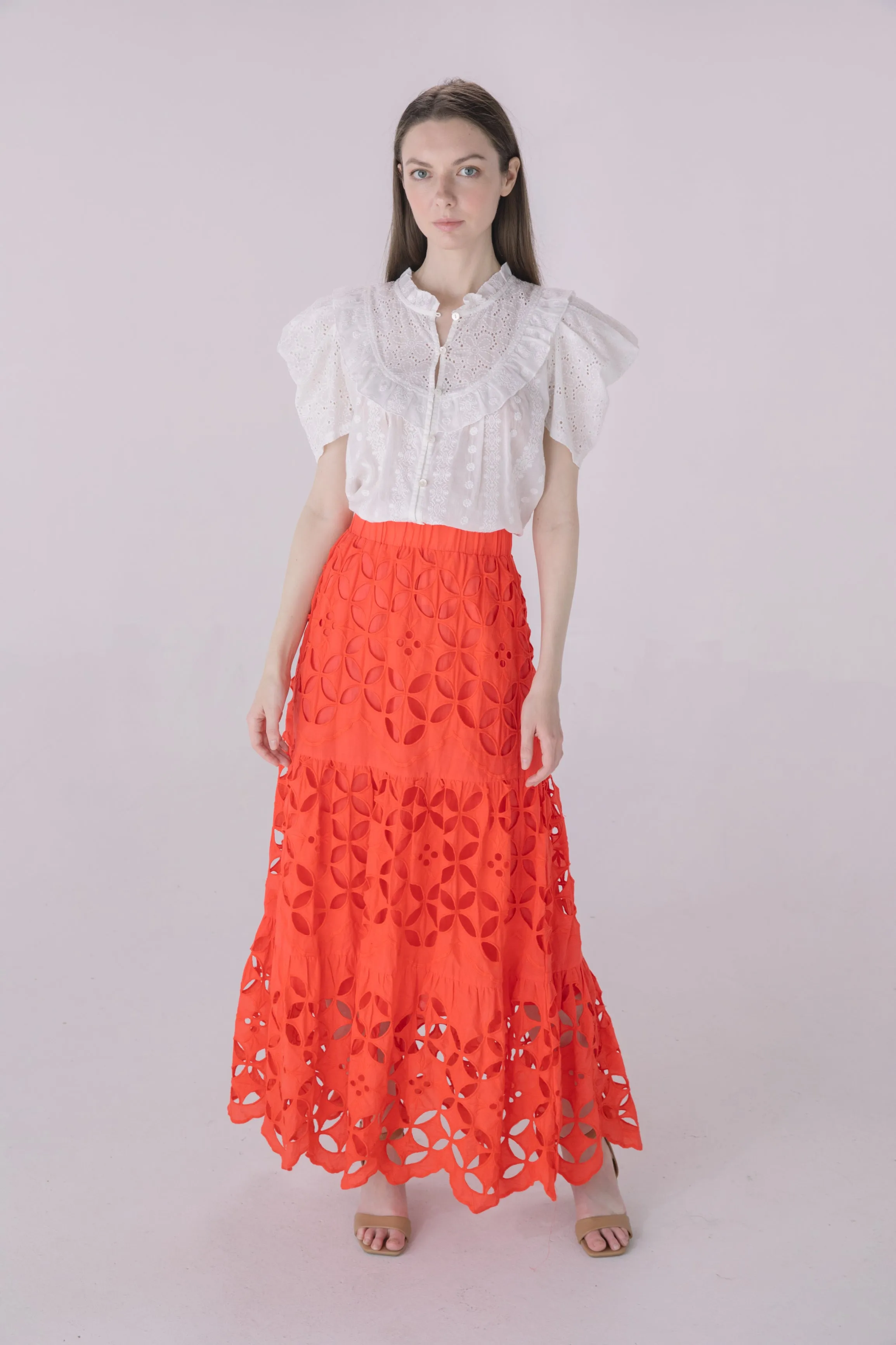 Coral Cutout Maxi Skirt