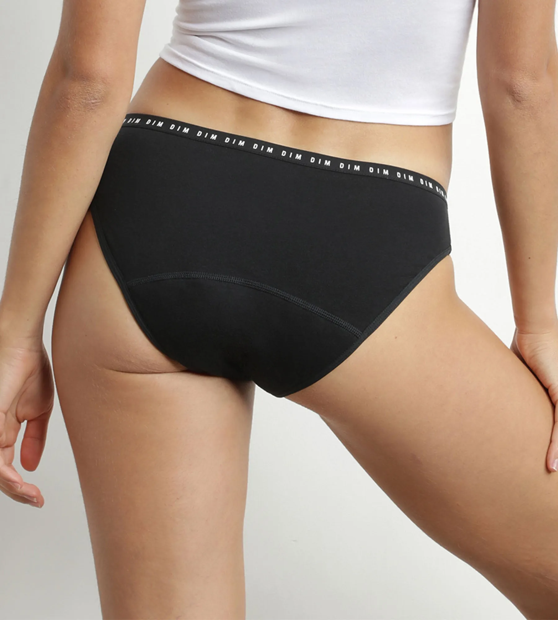 Culotte menstruelle lavable en coton bio noir Flux moyen Dim Protect