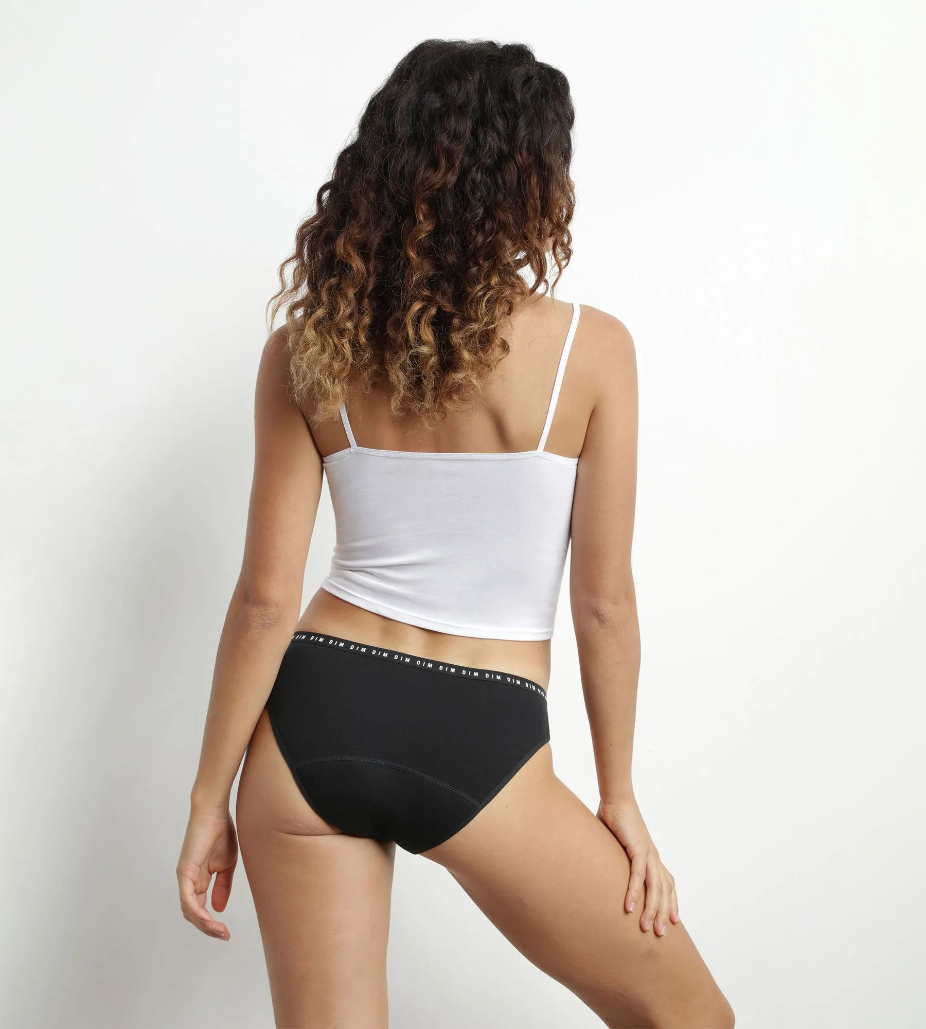 Culotte menstruelle lavable en coton bio noir Flux moyen Dim Protect