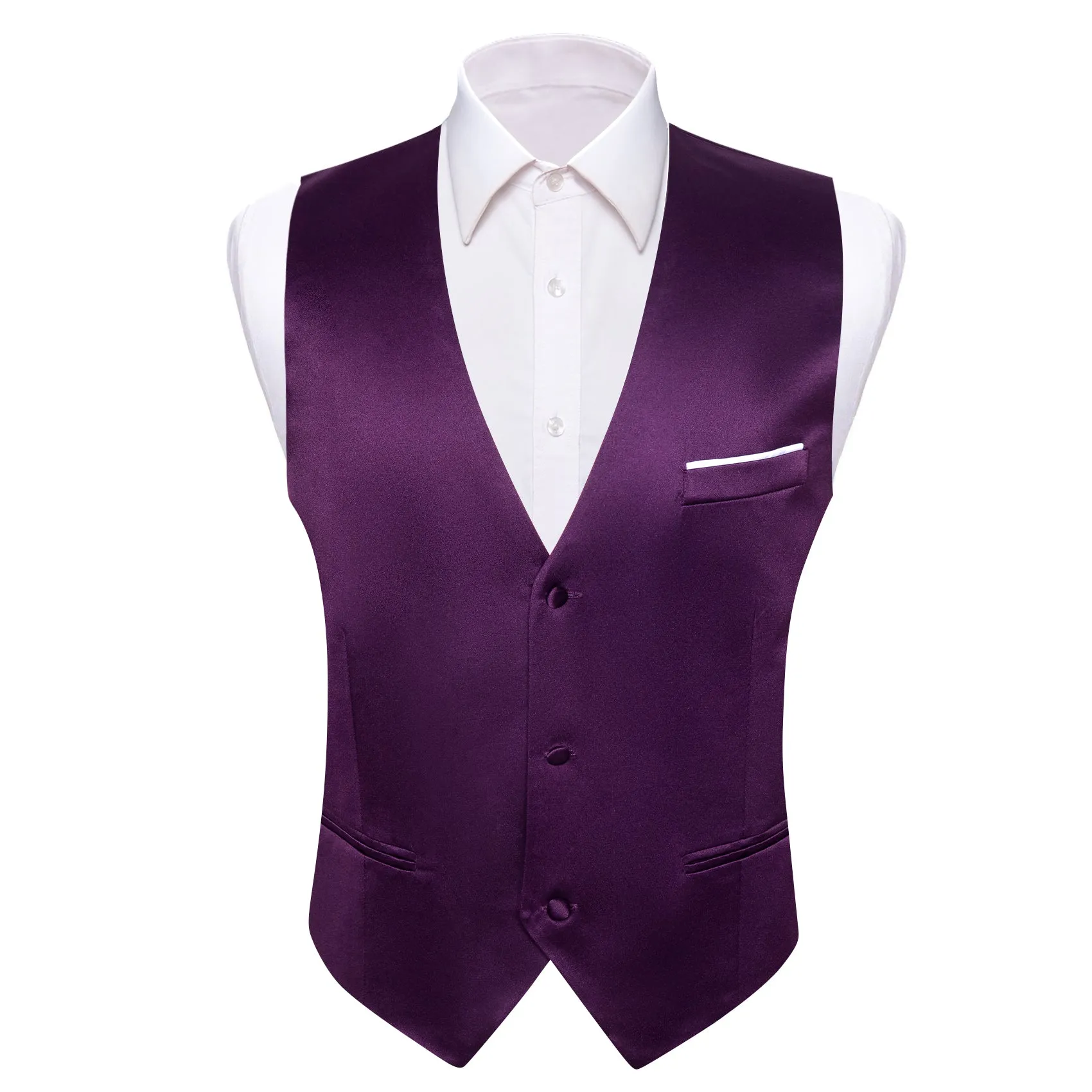 DarkMagenta Solid Silk Men's Vest Bow Tie Set Waistcoat Suit Set