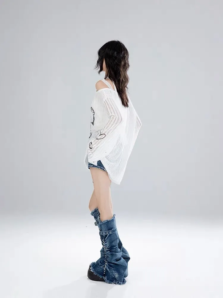 Distressed Denim Leg Warmers｜ディストレスデニムレッグウォーマー