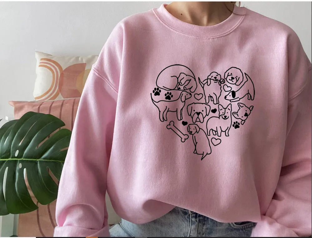 Dog Doodle Heart Sweatshirt, Mom Sweater, Mama Sweater, Crewneck Sweater, Gift for Her/