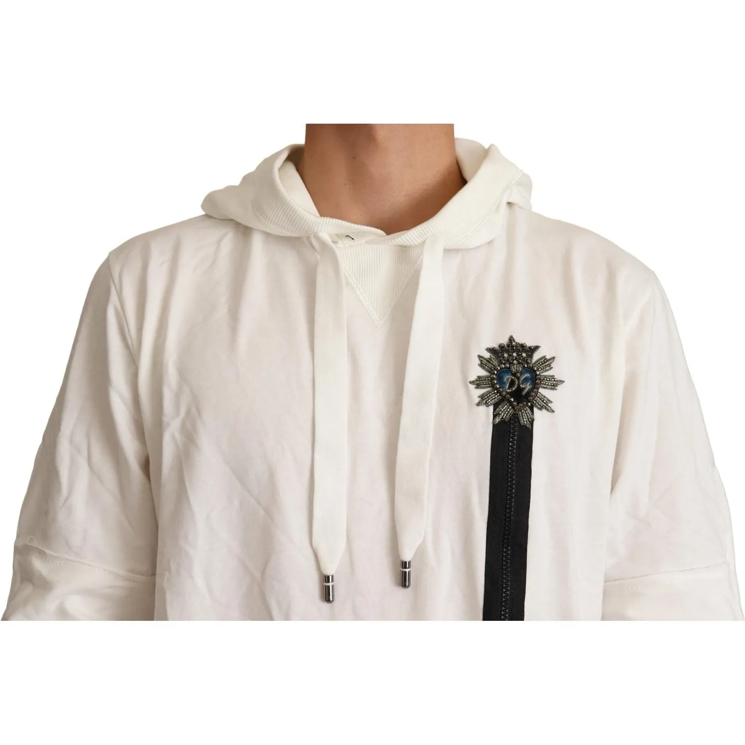 Dolce & Gabbana Exquisite Off-White Cotton Hooded Sweater