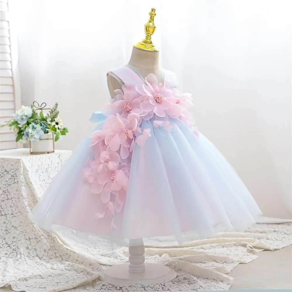 Dreamy Floral Princess Dress Fairytale-Like Petal Embellishment Creating a Princess Dream