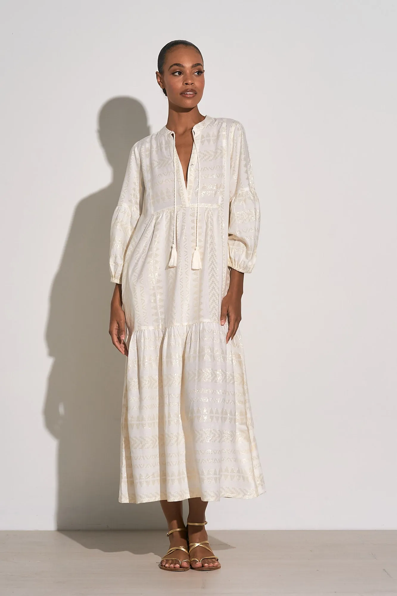 Elan Beachcomber Maxi Dress - White/Gold