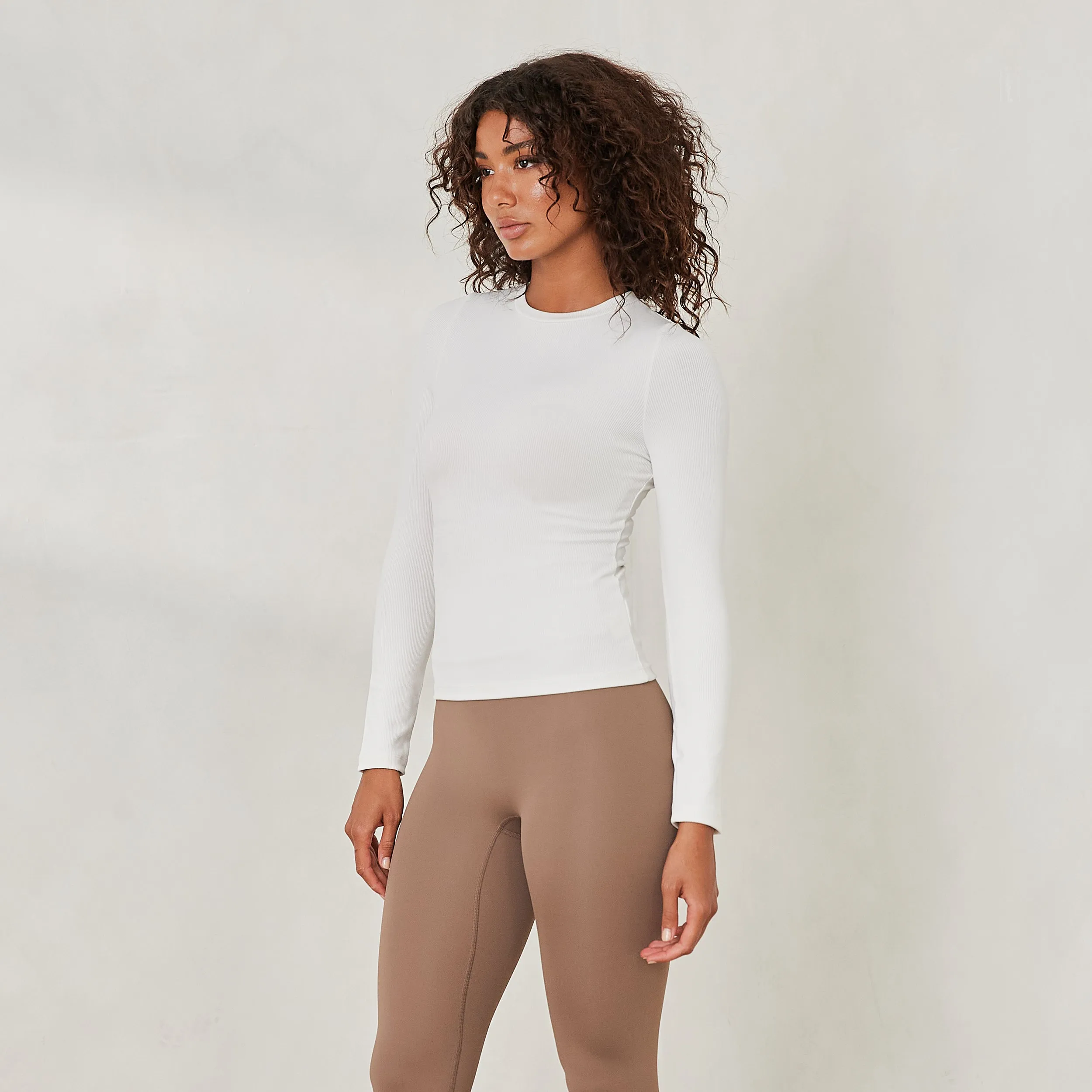 Essential Ribbed Long Sleeve Top - Off White