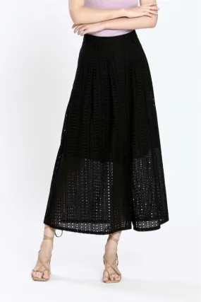 Eyelet Maxi Skirt in black by See U Soon